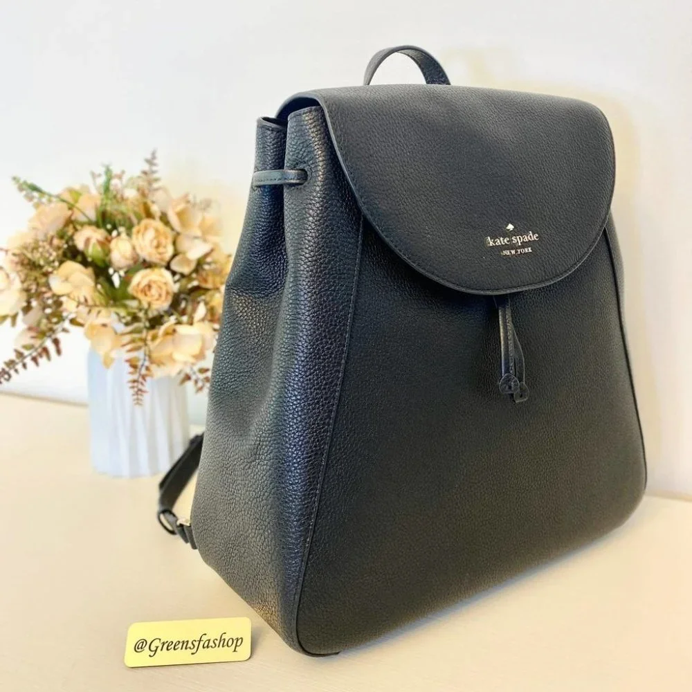 Kate Spade purse leila large flap backpack black_3